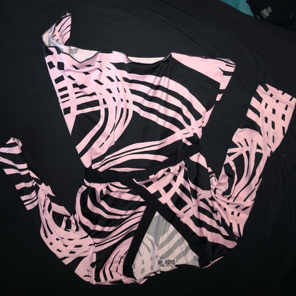 brand: Double Take, size: Medium, colors: pink and black strips